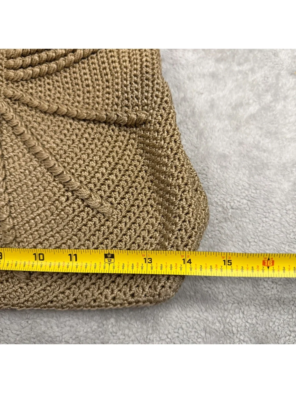 Tan Crochet Hobo Shoulder Bag Boho Slouchy Knit Purse Y2K Festival